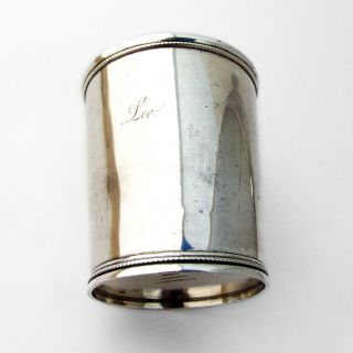 Julep Cup Applied Beaded Border Jaccard Coin Silver 1860 Mono Leo