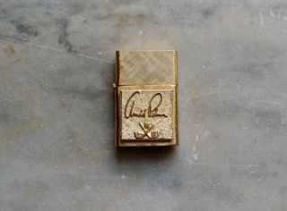 Vintage Arnold Palmer Cigarette Lighter 14k Gold Plated Florentine Usa