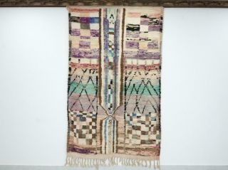 Vintage Moroccan Azilal Rug Berber Carpets Handmade Wool Rug 8.  6ft X 5.  3ft