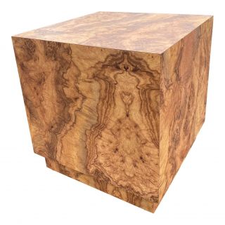 Vintage Burl Laminate Cube End Table After Milo Baughman