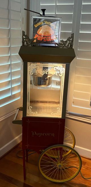 Gold Medal Antique Deluxe Special Popcorn Machine & Gold Medal Butter Dispenser