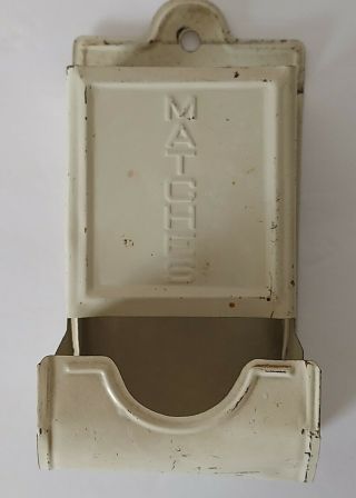 Antique Tin - Metal ”matches” Wall Mount Match Box Stick Holder