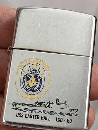 1997 Zippo Lighter - U.  S.  S Carter Hall Lsd - 50 Navy Ship