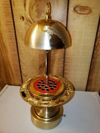 Vintage Zodiac Globe Cigarette Holder Dispenser Music Box Rotating (scratches)