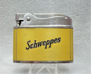 Vintage Schweppes " The Authentic Mixer " Flat Advertising Lighter Htf