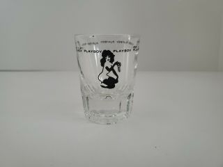 Vintage Playboy Bunny Double Shot Glass 60 - 70s Bunny Holding Key To Mansion
