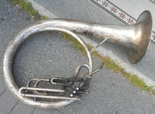 Antique 1921 C G Conn Sousaphone Tuba Helicon Silver On Brass