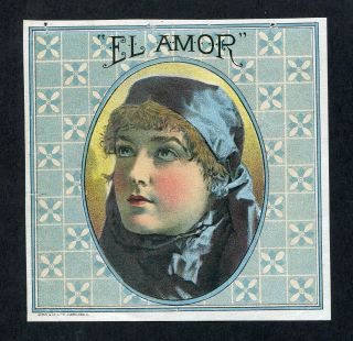 Old El Amor Cigar Label - Portrait Of Woman,  Sample Label