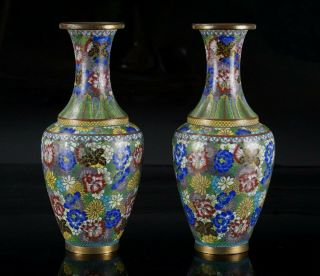 Fine Pair Antique Chinese / Japanese Cloisonné Flower Vase 18th/19th C