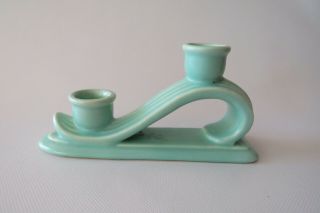 Vintage Pacific Pottery Usa Double Candle Holder Matte Green California