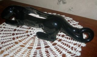 Vintage Black Ceramic Panther Cat Planter Vintage TV Decor ' 2