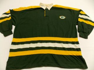 Vintage Green Bay Packers Nfl Logo 7 Long Sleeve Polo Rugby Size 2xl