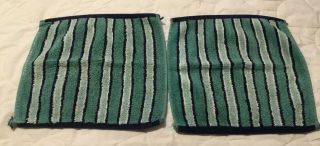 ❤️vintage 2 Wash Face Towels Aqua Marine Teal Turquoise Stripe Stripes 10x11”
