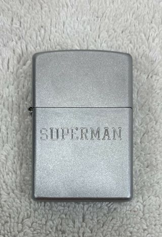 Zippo Silver Matte Lighter 2000 Engraved With " Superman "
