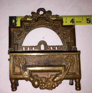 19thc Antique Rococo Revival Brass - Bronze Match Holder,  Front Strike