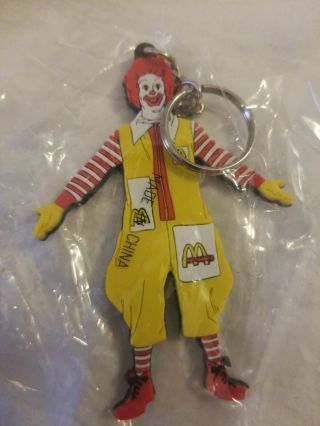 Vintage 1995 Rubber Ronald Mcdonald Key Chain In Package