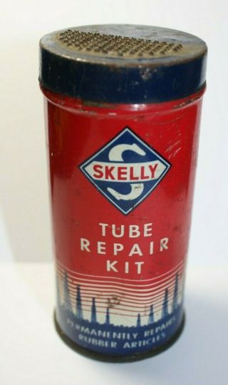 Vintage Skelly Tube Repair Kit Metal Canister Tin.  No Contents.