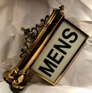 Vintage Brass Restroom Sign/light - Architectural Salvage From Stockyards Hotel