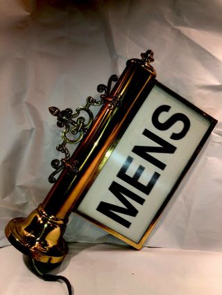 Vintage Brass Restroom Sign/Light - Architectural Salvage From Stockyards Hotel 2