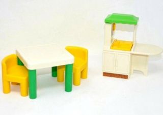Vintage Little Tikes Dollhouse Furniture Accessories Kitchen Stove Table Chairs