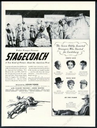 1939 Stagecoach Movie Release John Wayne Photo Vintage Print Ad