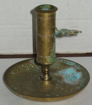 Vintage Brass Taper Candlestick Candle Holder Finger Lamp Great Verdi Patina