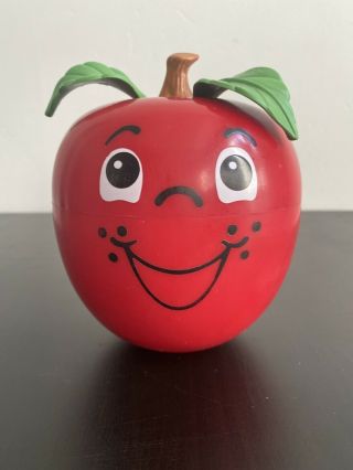 Vintage Fisher Price Happy Apple Chime Baby Toy Wobble Roly Poly 1972 Usa (y420)