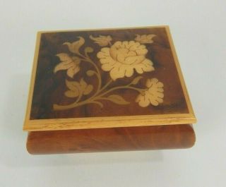 Vintage Reuge Music Box Inlaid Wood Swiss Movement " Anniversary Song " Made In I