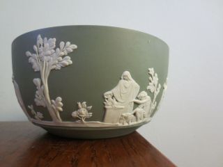 Vintage Green Jasperware Wedgwood Bowl 5 "