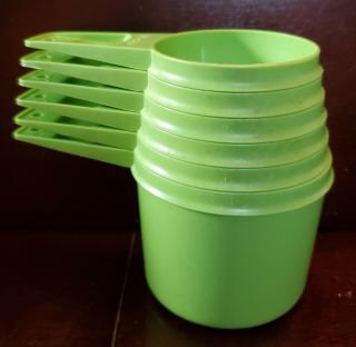 Vintage Tupperware Lime Green Nesting Set Of 6 Measuring Cups 766 1970s