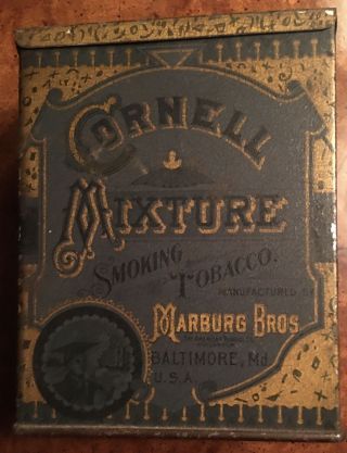 Vintage Cornell Mixture Smoking Tobacco Hinged Tin Partial Tax Stamp