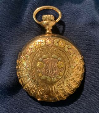 Gorgeous Antique Ladies 14kt Gold Elgin Pocket Watch Size 0s 15 Jewels 1910