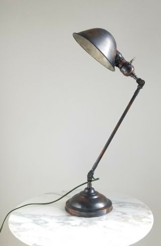 Antique Faries Industrial Desk Lamp - Japanned Finish - Articulated - Machine Age