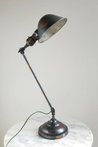 Antique FARIES Industrial Desk Lamp - Japanned Finish - Articulated - Machine Age 2