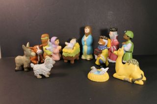 Vintage Complete 13 Pc 1984 House Of Lloyd Plastic Childs 1st Nativity Set