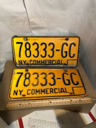 Vintage Pair York State Commercial License Plates - Yellow - 78333 - Gc