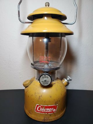 Coleman 200a Lantern Gold Bond 2/73 Yellow Rare Vintage Lantern