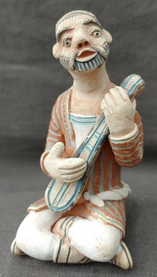 Vintage Handmade Terra Cotta Art Pottery Musician Figure Figurine