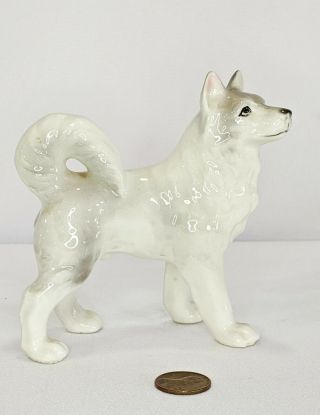 Vintage Porcelain Dog 4 " Elkhound Akita Husky