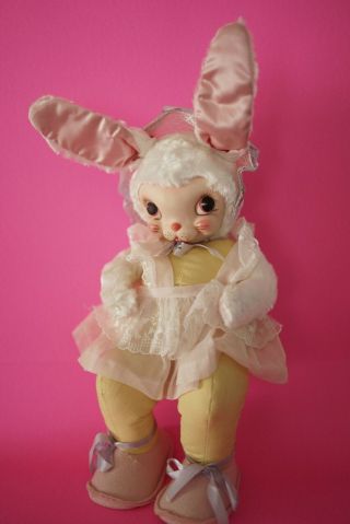 50s 60s Rare Rushton Bunny Rabbit 24 " Plush Dress Star Creations Rubber Face