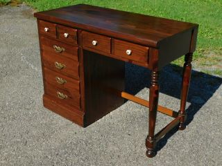 Vintage Mid Century 1970s Ethan Allen Old Tavern Pine Kneehole 4 Drawer Desk 40w