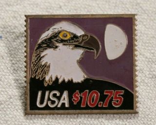 Vintage United States Postal Service Stamp Pin Usa Eagle Pinback Hat Usps 1985