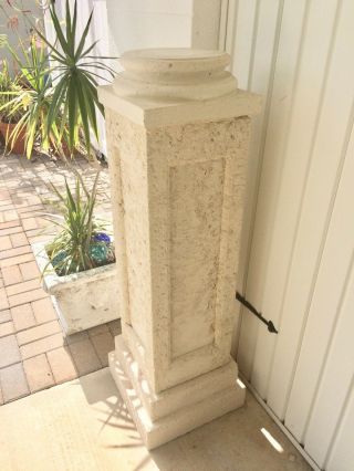 Vintage Pair Mid Century Modern Concrete Garden Pedestals Column Post Statute