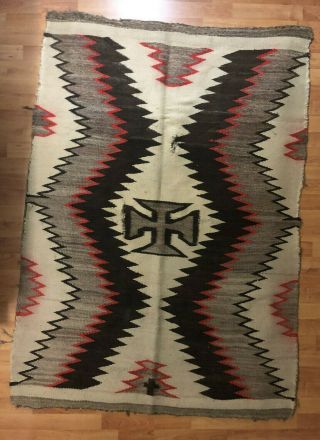 Rare Antique Authentic Navajo Germantown Blanket Rug Weaving 46 " X 63 " 1800s