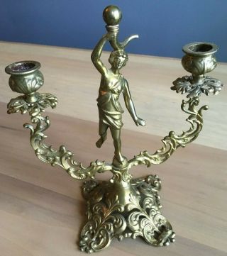 Vintage Brass Candle Holder Two Arms Candelabra Candlestick Candle