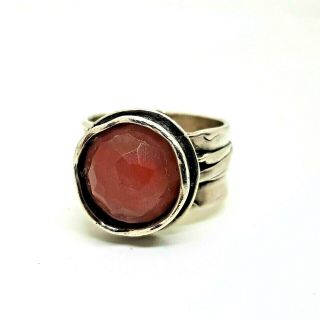 Solid Sterling Silver 925 Rose Quartz Stone Vintage Ring Size 6,  5 Handcrafted