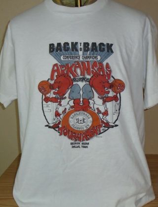 Vintage 1990 Arkansas Razorbacks Ncaa Basketball T Shirt Size Xl