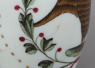 18thC Antique Blown Milk Glass Mug,  American Liberty Eagle Folk Art Painting 3