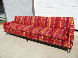 Vtg Mid Century Modern 9ft Sofa Couch Jack Lenor Larsen Dunbar Milo Baughman