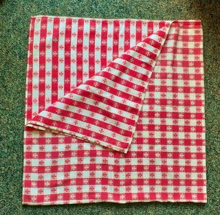 Vintage Red White Plaid Check 100 Cotton Tablecloth 50x50 " Picnic